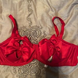 Victoria's Secret Red Satin Bow Bra